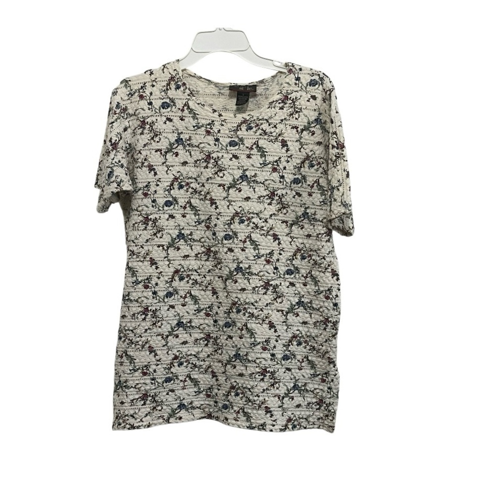 NY Style Floral Print Stretchy Short Sleeved Top. Size S. Pre owned
